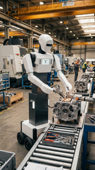 Humanoid robot deployed in manufacturing
