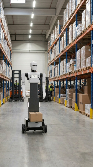 Humanoid robot deployed in warehousing